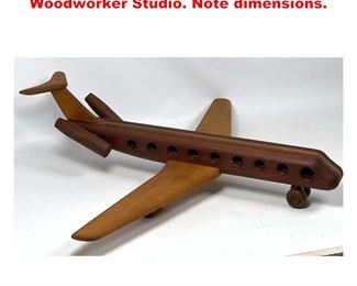 Lot 1632 Wood jet plane Model Sculpture. Woodworker Studio. Note dimensions. 