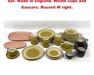 Lot 1638 DENBY Stoneware Chins Dishes Set. Made in England. Weath cups and Saucers. Russell W right. 