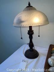 wvintage metal and thick glass lamp2141 t