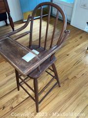 wvintage wood high chair1564 t
