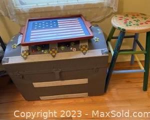 whandpainted trunk stool and more2951 t
