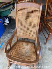 wvintage cane seat chairs and rocker3481 t