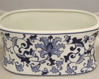 1 - Small blue & white tub 14 1/2 x 9 1/4
