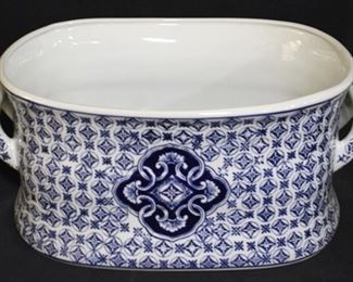 6 - Blue & white large tub 8 1/2 x 19 x 13
