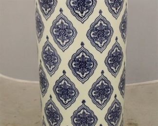 10 - Blue & white umbrella vase 17 1/2"
