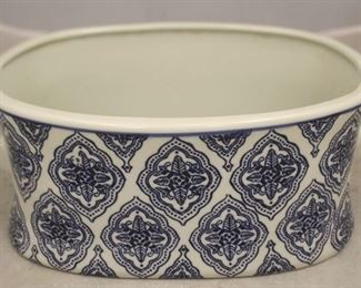 12 - Small blue & white tub 14 1/2 x 9 1/4
