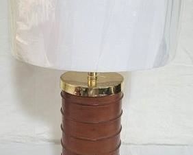 39 - Wildwood leather wrapped cylinder 34" lamp
