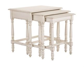 44 - Alden Parkes Nathan nesting tables, cream 25.5 x 26 x 17.75
