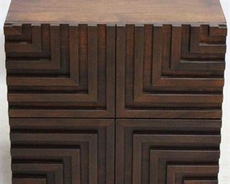 48 - Union Home Maze Wood Night Stand 24 x 24 x 18 scratch on top, crack on side
