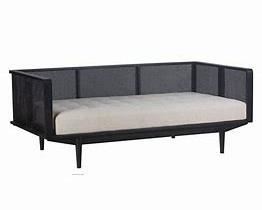 52 - Union Home Spindle Daybed, caned side 30 x 80.5 x 42 6" cotton mattress
