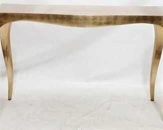 55 - Alden Parkes Chantal gold leaf console table some bubbles of finish on legs 34 x 52 x 16
