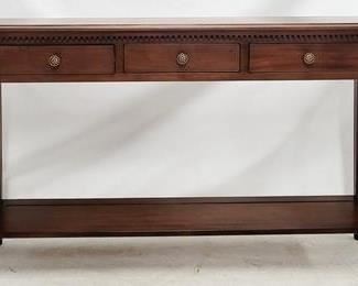 58 - Alden Parkes Elliott 3 drawer console walnut finish 36.5 x 62 x 15
