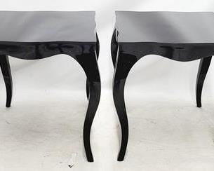 62 - Pair Alden Parkes Chantal black end tables 26 x 24 x 24
