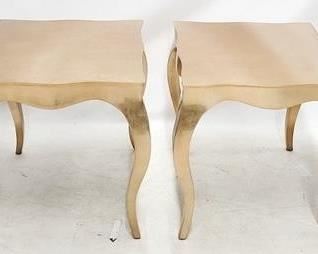 63 - Pair Alden Parkes Chantal gold leaf end tables 26 x 24 x 24
