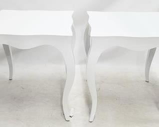 64 - Pair Alden Parkes Chantal white end tables 26 x 24 x 24
