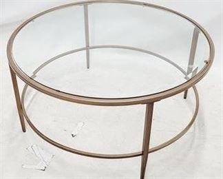 76 - Round Glass & Metal Table - 18 x 36
