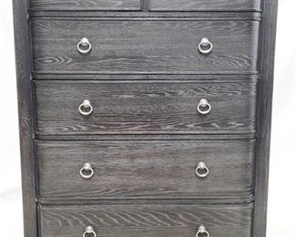 93 - Union Home bow front 2 over 4 tall chest in black 58.5 x 42 x 19
