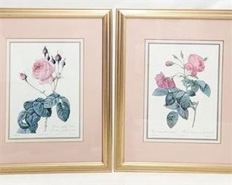 94 - Pair framed rose prints - 34 x 28
