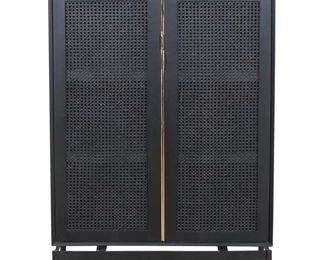 106 - Union Home Louisiana black cabinet cane mesh doors 48 x 35.5 x 19
