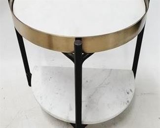 123 - Union Home 2 tier accent table w/ marble 18 x 17.5 x 11.5
