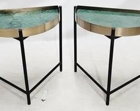 124 - Pair Union Home marble top accent tables green marble 20.75 x 21.75 x 13.25
