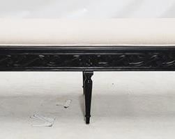 143 - Alden Parkes carved & upholstered top bed bench 19.5 x 63 x 17.5
