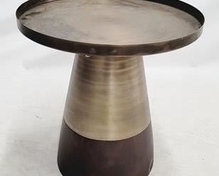 144 - Union Home wood base & metal top round table 18.5 x 18
