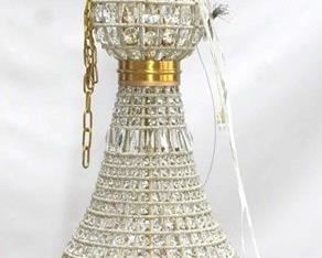 1154 - Jonathan Charles 54" tall hanging glass chandelier
