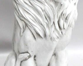 1161 - Three Hand white sitting lion 37.25" statue
