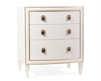 1164 - Alden Parkes Tiffany bow front bedside chest 32 x 28 x 21
