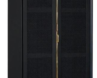 1174 - Union Home 2 door Louisiana cabinet 73 x 35.5 x 18 woven cane door fronts, punctuated by full length, brass pull hardware. 2 hinged doors
