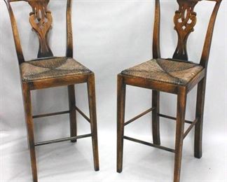 1183 - Alden Parkes Chippendale pair of bar chairs 49 x 19 x 19 seat height 30.5
