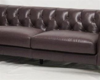 1193 - Contemporary chrome base leather Chesterfield sofa 27 x 87 x 35 1/4 scratches to seat
