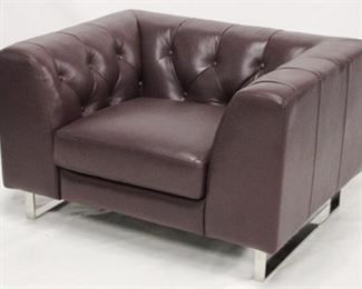 1194 - Contemporary leather Chesterfield chair chrome base 27 x 45 x 35 1/4
