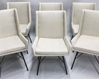 1200 - Union Home matched set of 6 metal base chairs upholstered top one has some staining to upholstery 37 x 22.25 x 18
