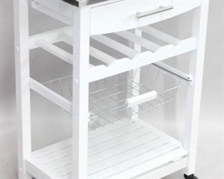 1203 - Powell white kitchen cart 33 1/2 x 22 3/4 x 15 3/4
