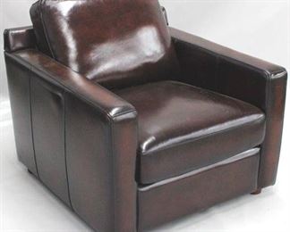 1202 - Leather arm chair by Leather Italia spots and water damage 32 x 36 x 37 1/2
