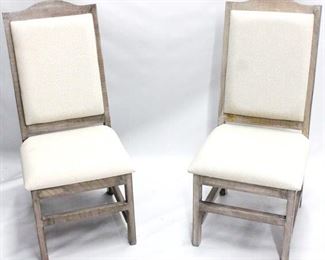 1208 - Matched pair Split Nickel dining chairs grey tone, upholstered back & seats 43.5 x 19 x 19.5
