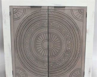 1215 - Split Nickel 2 door cabinet - 33 x 16 x 37
