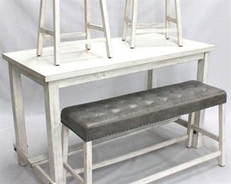 1220 - 4 Piece counter height dining set Table, bench & 2 stools 36.5 x 59 x 28.5
