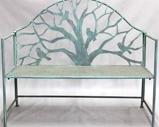 1230 - Metal garden bench with tree & birds 39 x 45.5 x 22
