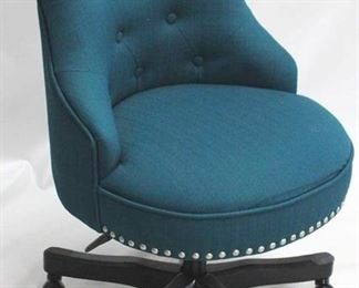 1235 - Powell upholstered office chair nailhead trim 35.5 x 22.5 x 25 dark green
