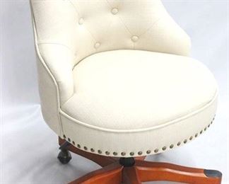 1236 - Powell upholstered office chair nailhead trim 35.5 x 22.5 x 25 cream color
