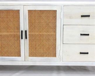 1244 - Asymmetric console w/ caned doors & drawers 36 x 60 x 16
