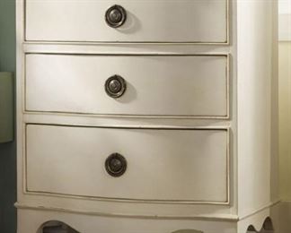 1360 - Somerset Bay Melbourne Bedside Chest in white, bow front 33.25 x 25 x 16.5
