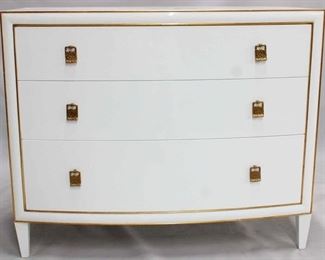 1361 - Alden Parkes Tiffany curved front 3 drawer chest Tiffany white 36 x 44 x 21
