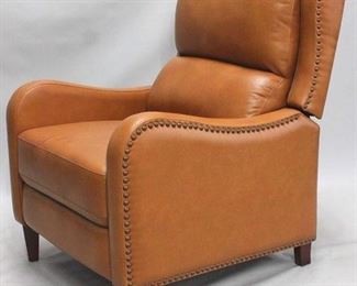 1365 - Camel color recliner with nail head trim 42 x 28.5 x 37
