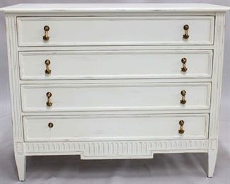 1386 - Alden Parkes 4 drawer chest in white 1 tear drop pull missing 34 x 42 x 20
