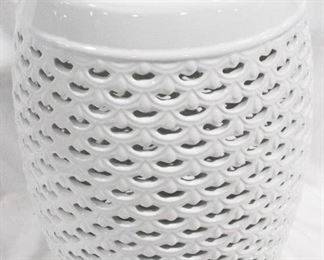 3145 - Three Hands White Ceramic Garden Stool 18" x 11"
