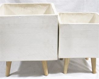 3157 - Pair of White UMA Planters 14" x 14" x 15.5"

